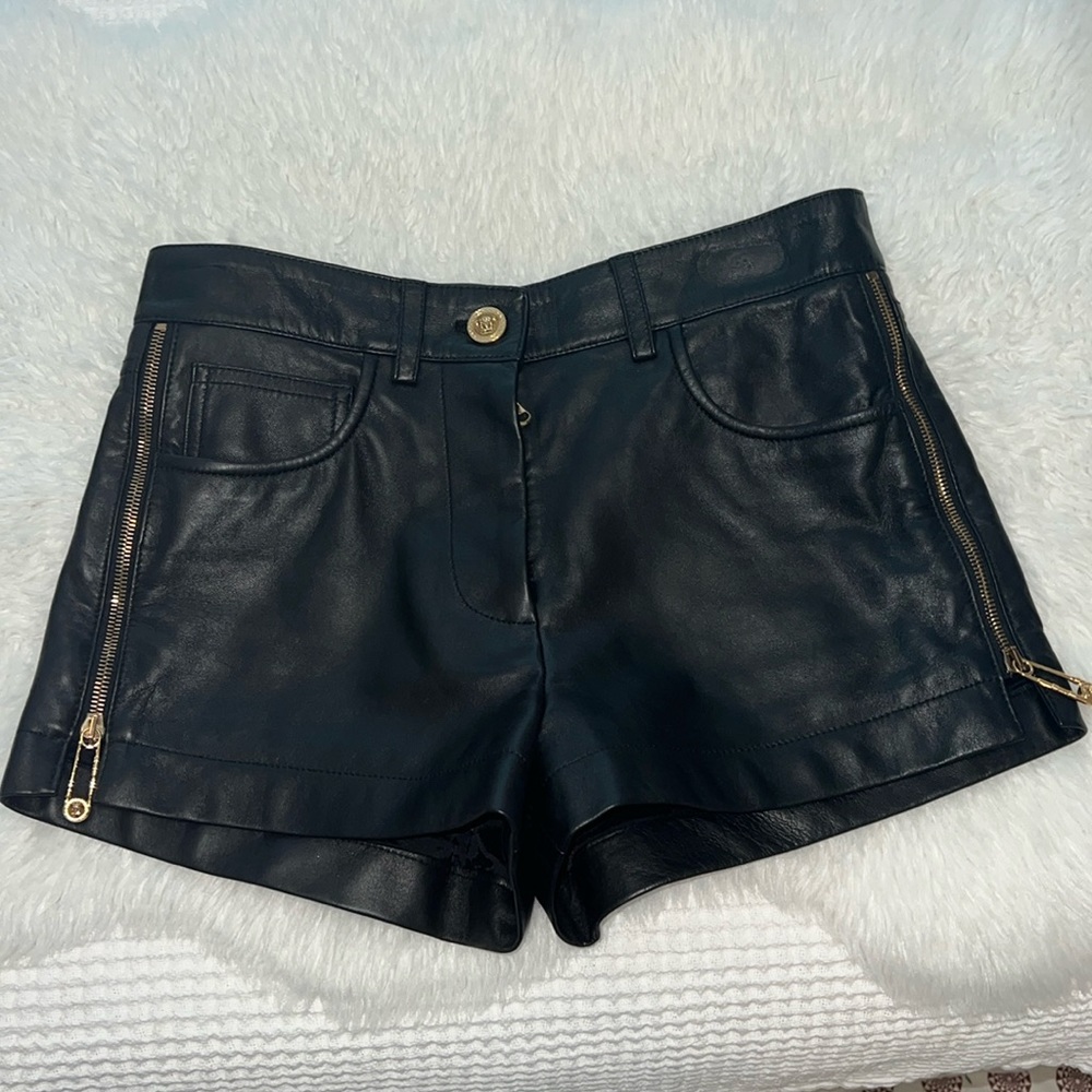 Versace leather shorts